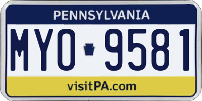 PA license plate MYO9581