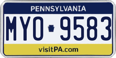 PA license plate MYO9583