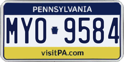 PA license plate MYO9584