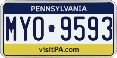 PA license plate MYO9593