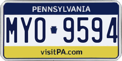 PA license plate MYO9594