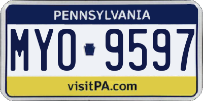PA license plate MYO9597