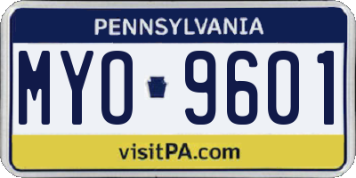 PA license plate MYO9601