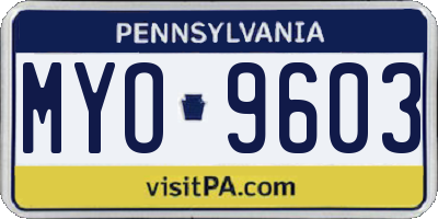 PA license plate MYO9603