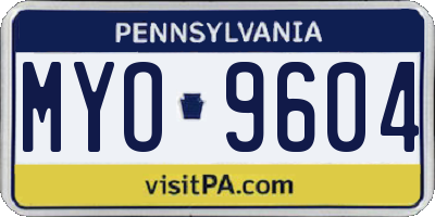PA license plate MYO9604