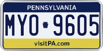 PA license plate MYO9605