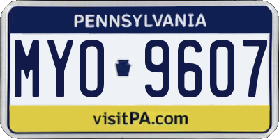 PA license plate MYO9607
