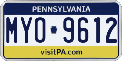 PA license plate MYO9612