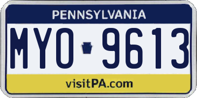 PA license plate MYO9613