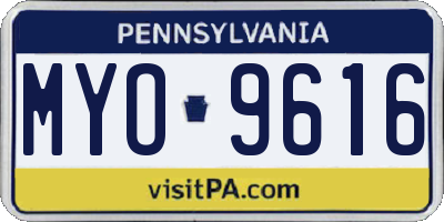 PA license plate MYO9616