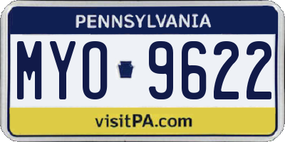 PA license plate MYO9622