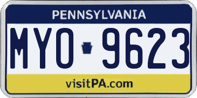 PA license plate MYO9623
