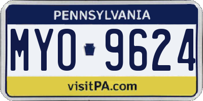 PA license plate MYO9624