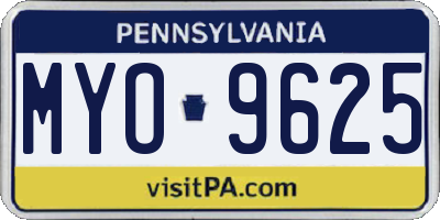 PA license plate MYO9625