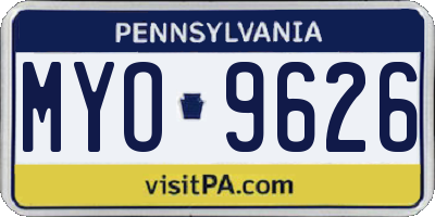 PA license plate MYO9626