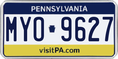 PA license plate MYO9627