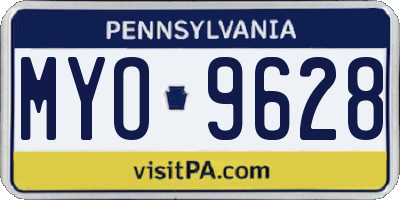 PA license plate MYO9628