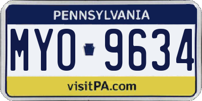 PA license plate MYO9634