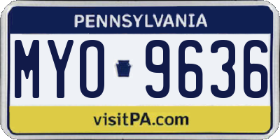 PA license plate MYO9636