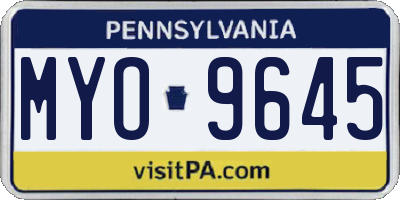 PA license plate MYO9645