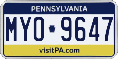 PA license plate MYO9647