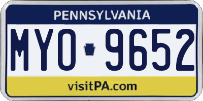 PA license plate MYO9652
