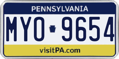 PA license plate MYO9654