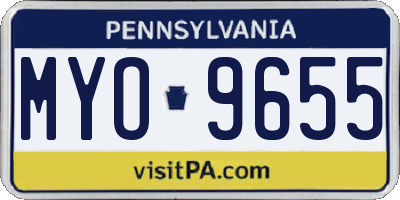 PA license plate MYO9655