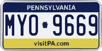 PA license plate MYO9669