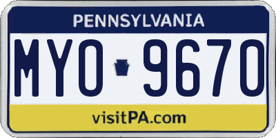 PA license plate MYO9670