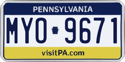 PA license plate MYO9671