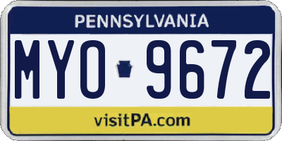 PA license plate MYO9672