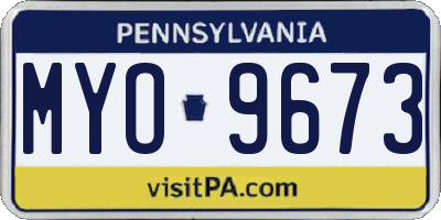 PA license plate MYO9673