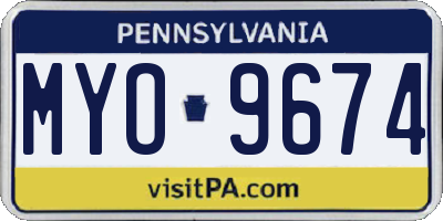 PA license plate MYO9674