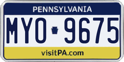 PA license plate MYO9675