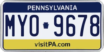 PA license plate MYO9678