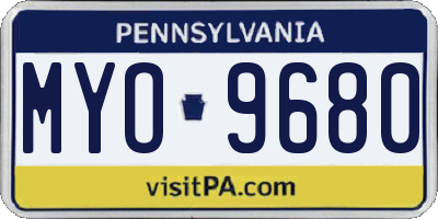 PA license plate MYO9680