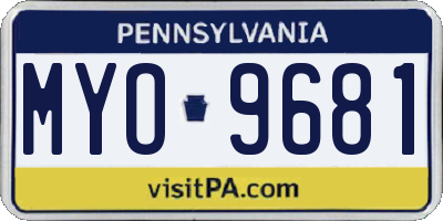 PA license plate MYO9681