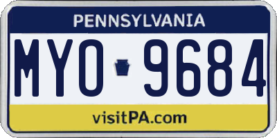 PA license plate MYO9684
