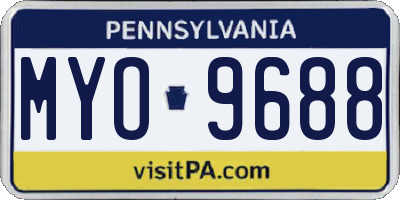 PA license plate MYO9688