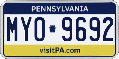 PA license plate MYO9692