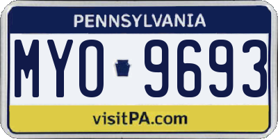 PA license plate MYO9693