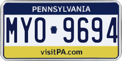 PA license plate MYO9694