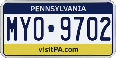 PA license plate MYO9702