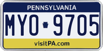 PA license plate MYO9705