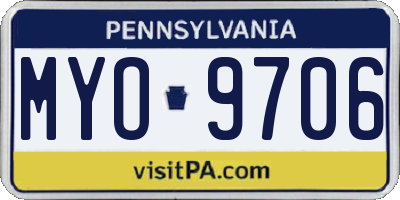 PA license plate MYO9706
