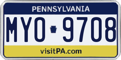 PA license plate MYO9708