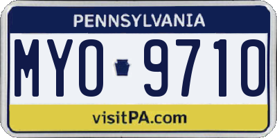 PA license plate MYO9710