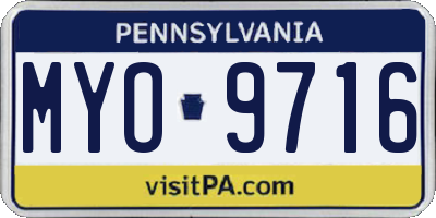 PA license plate MYO9716
