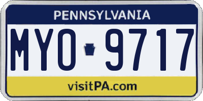 PA license plate MYO9717
